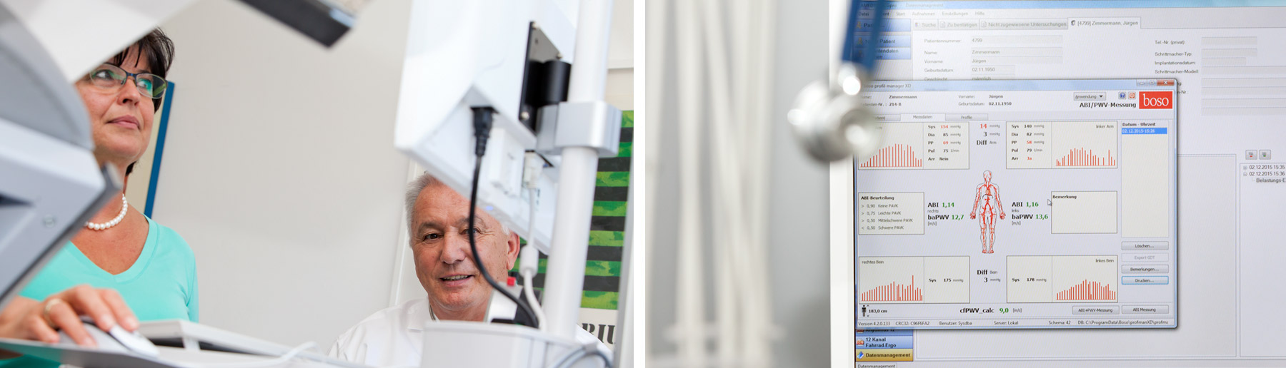 Gefäßdiagnostik mit Messgerät in der Praxis